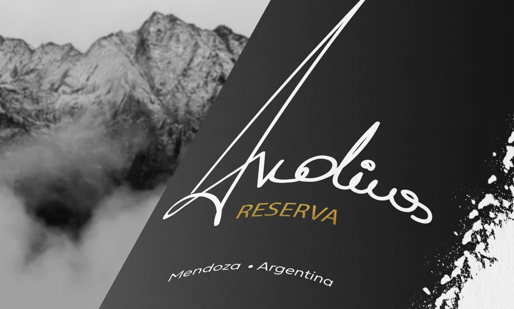 Andinos Malbec wine bottle branding mock-up