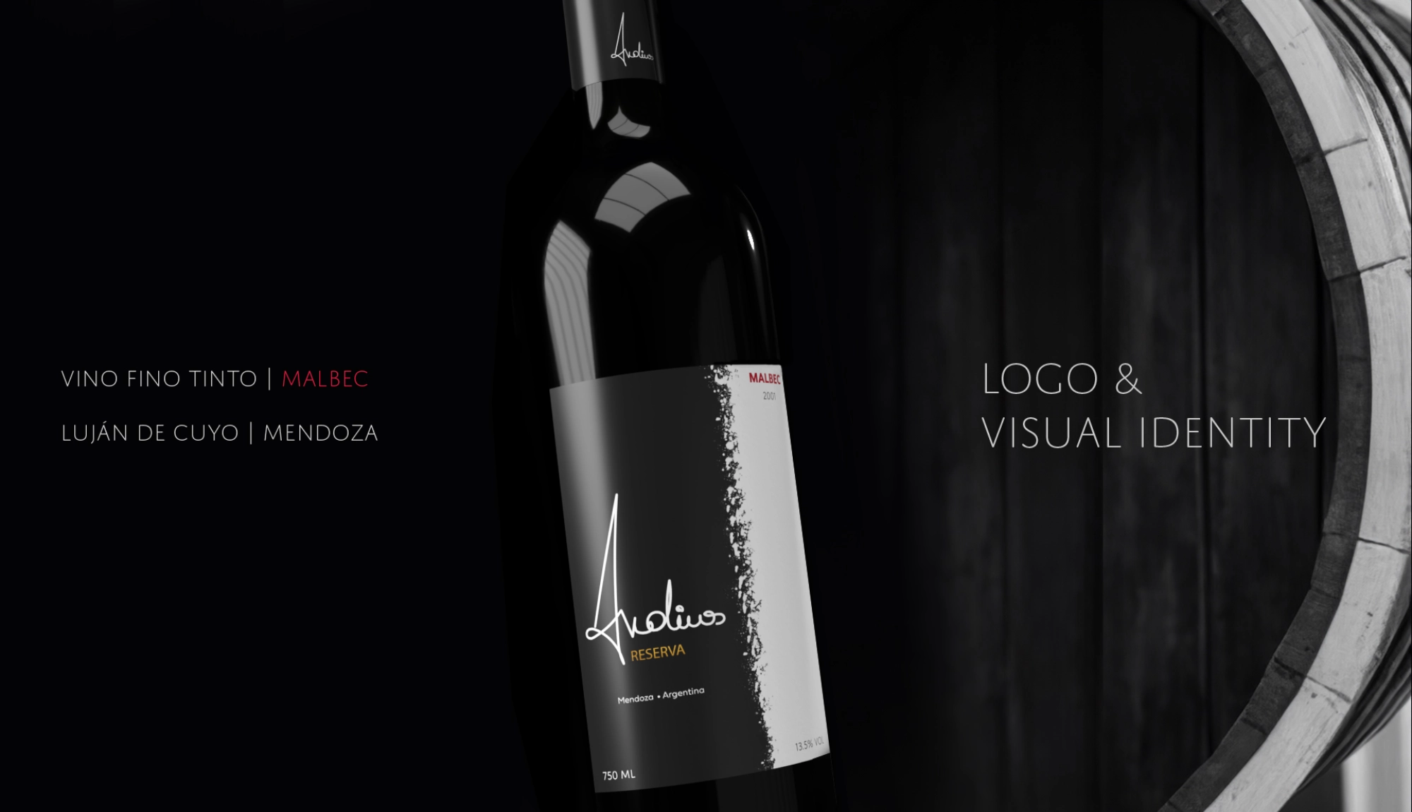 Andinos malbec wine bottle mockup