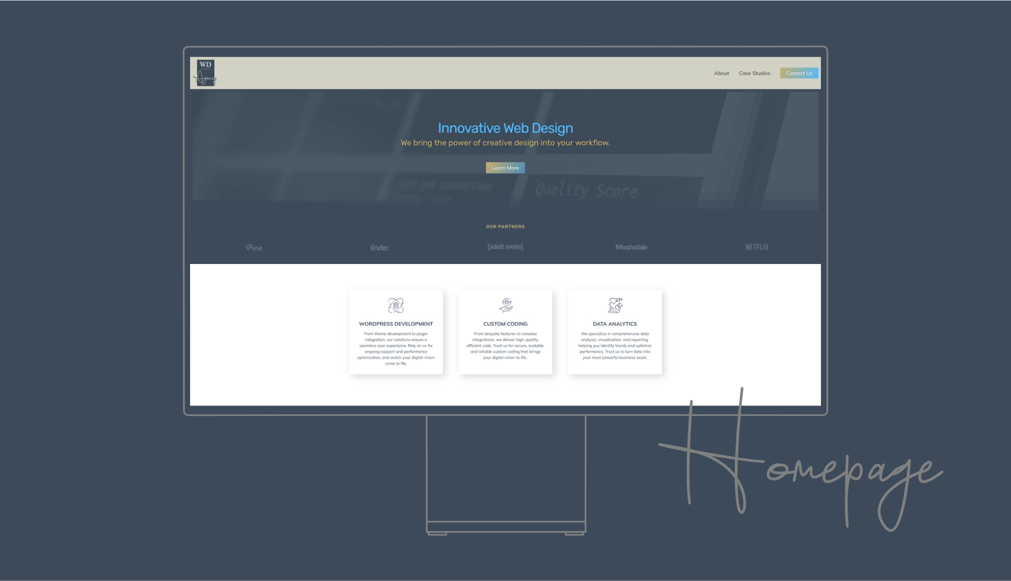 WD Agency home-screen mockup